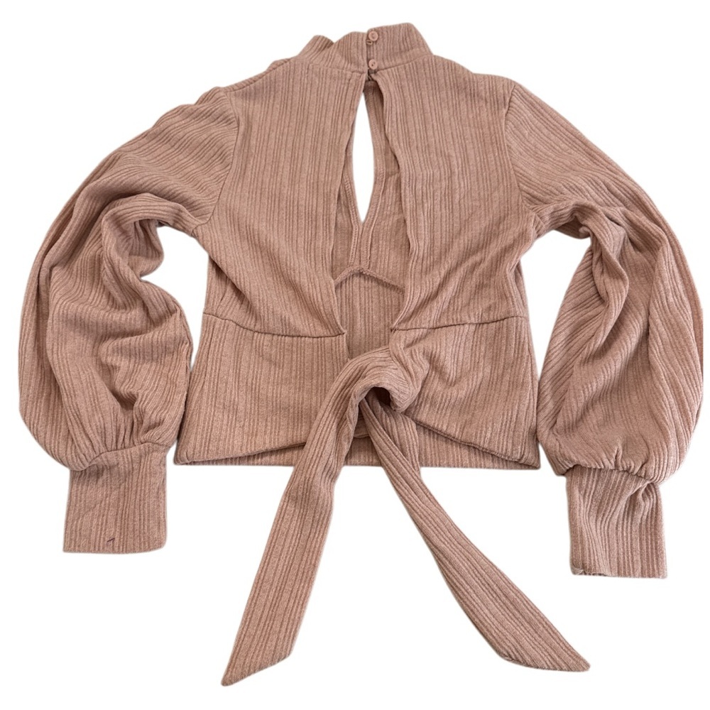 Inspired Hearts Pink Blouse with Mandarin Collar and Tie Front